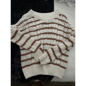 White and Orange striped Sweater